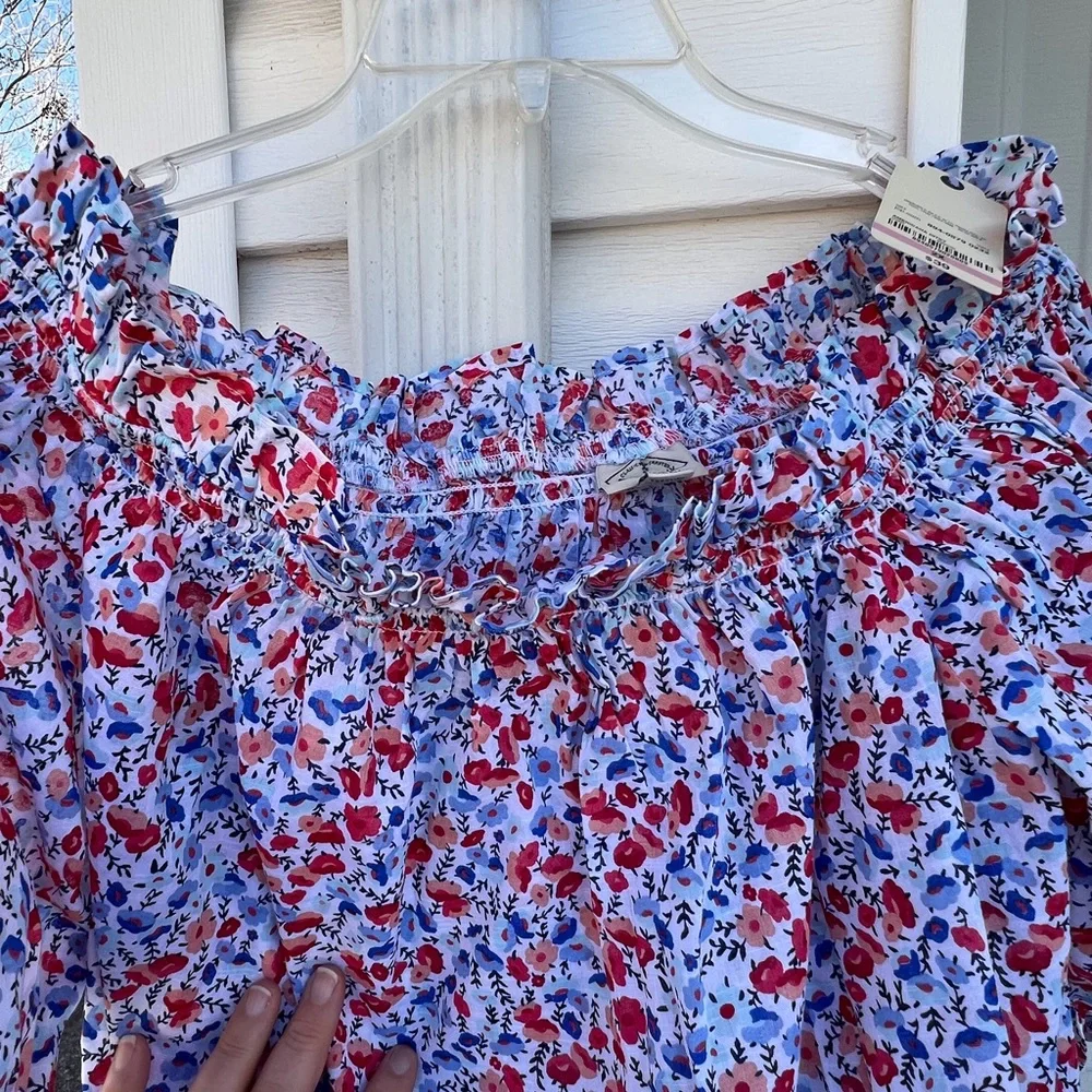 NWT St. Johns Bay So Pretty! Floral Off the Shoulder Floral Smocked Neck - Picture 2 of 6